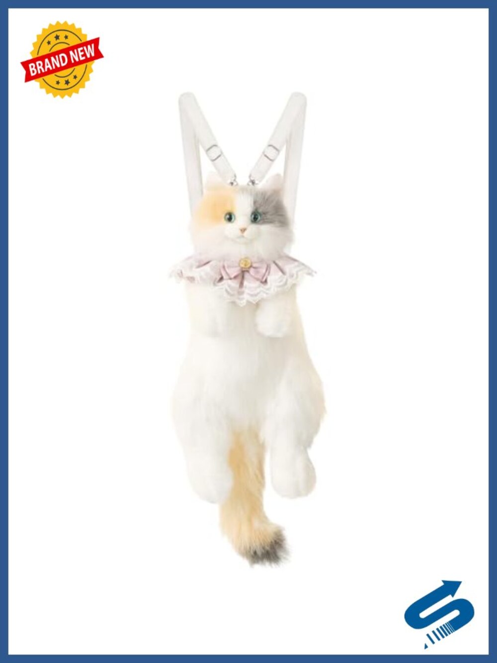 Calico Cat Plush Backpack Soft Cat Shaped Daypack Adjustable Straps